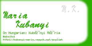 maria kubanyi business card